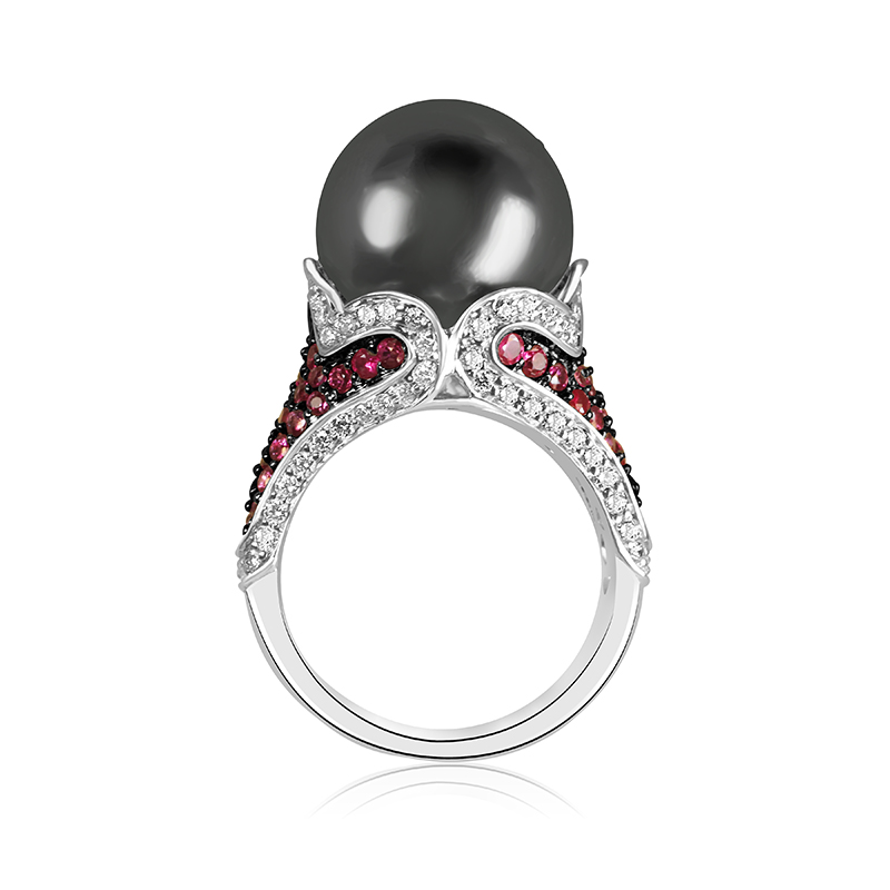 Tahitian Pearl and Diamond Ring